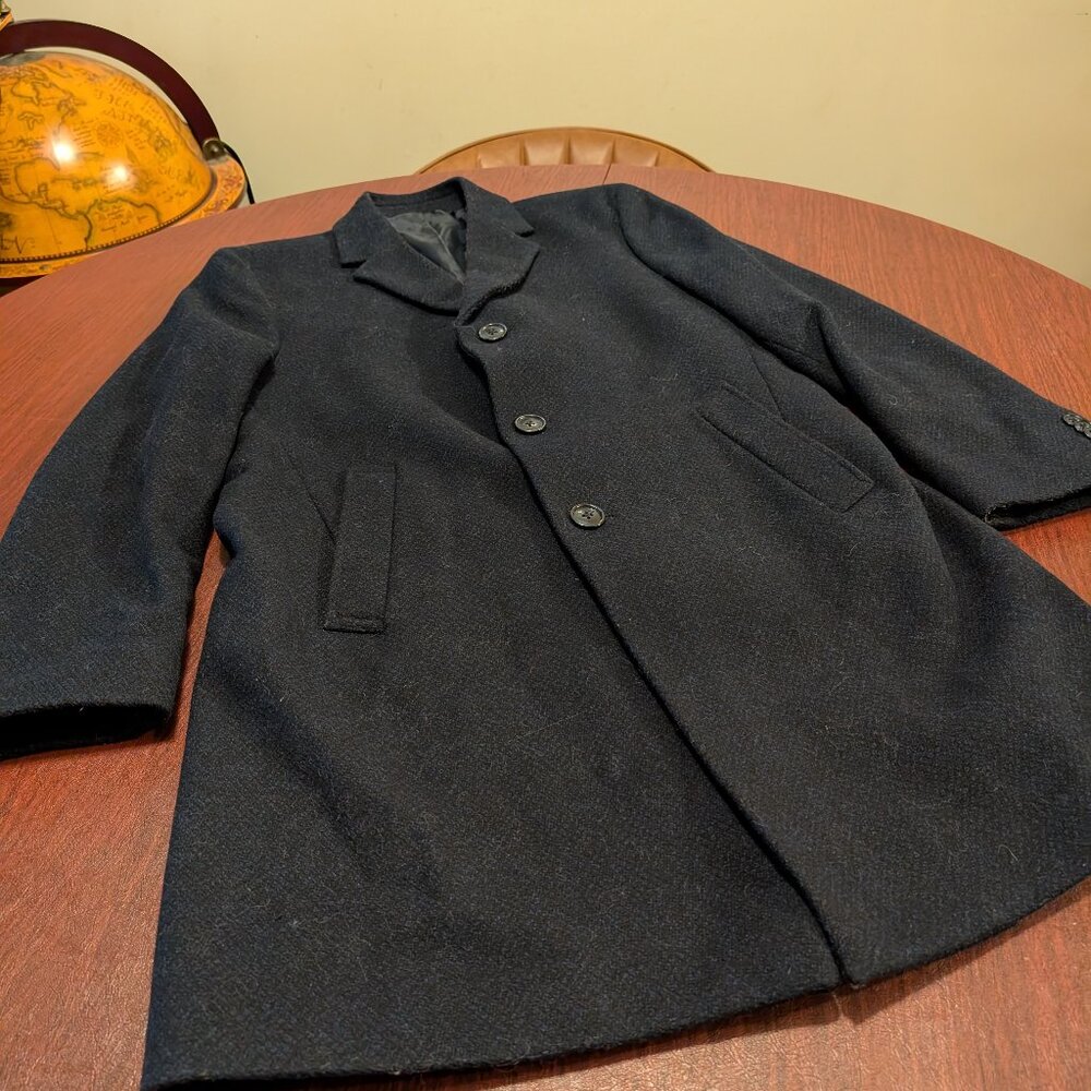 Kenneth Cole Blue Topcoat – Size 38 Short – Wool Blend